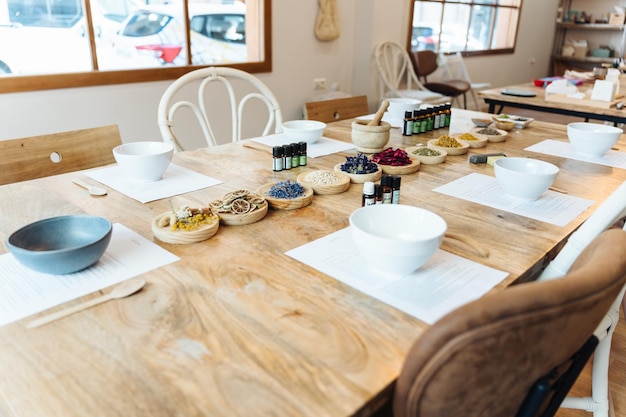 Masa amenajată pentru atelier